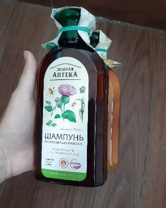 Dầu gội, xả ngăn ngừa rụng tóc Zelenaya Apteka Ngưu bàng và Lúa mì