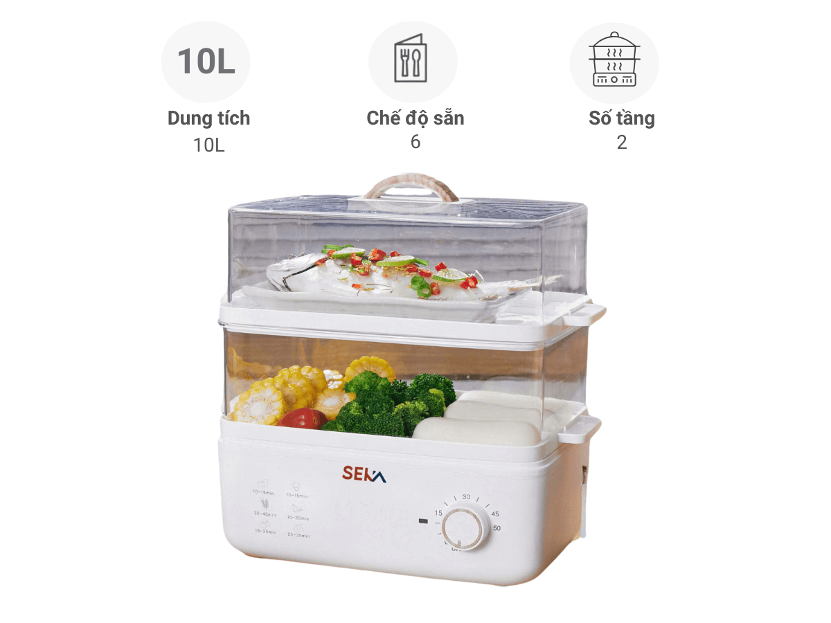 Nồi Hấp Điện 2 Tầng Đa Năng Seka