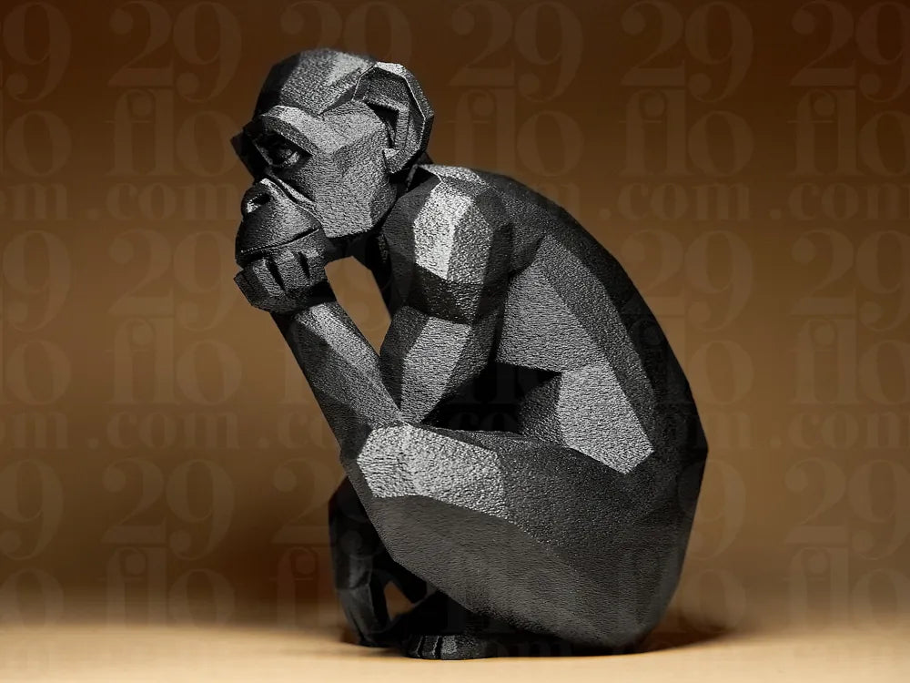 Tượng khỉ hình học lowpoly - góc nhìn bên phải