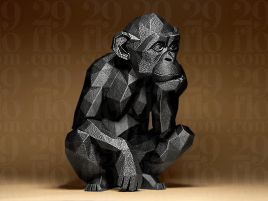 Tượng khỉ hình học lowpoly - góc nhìn chính diện
