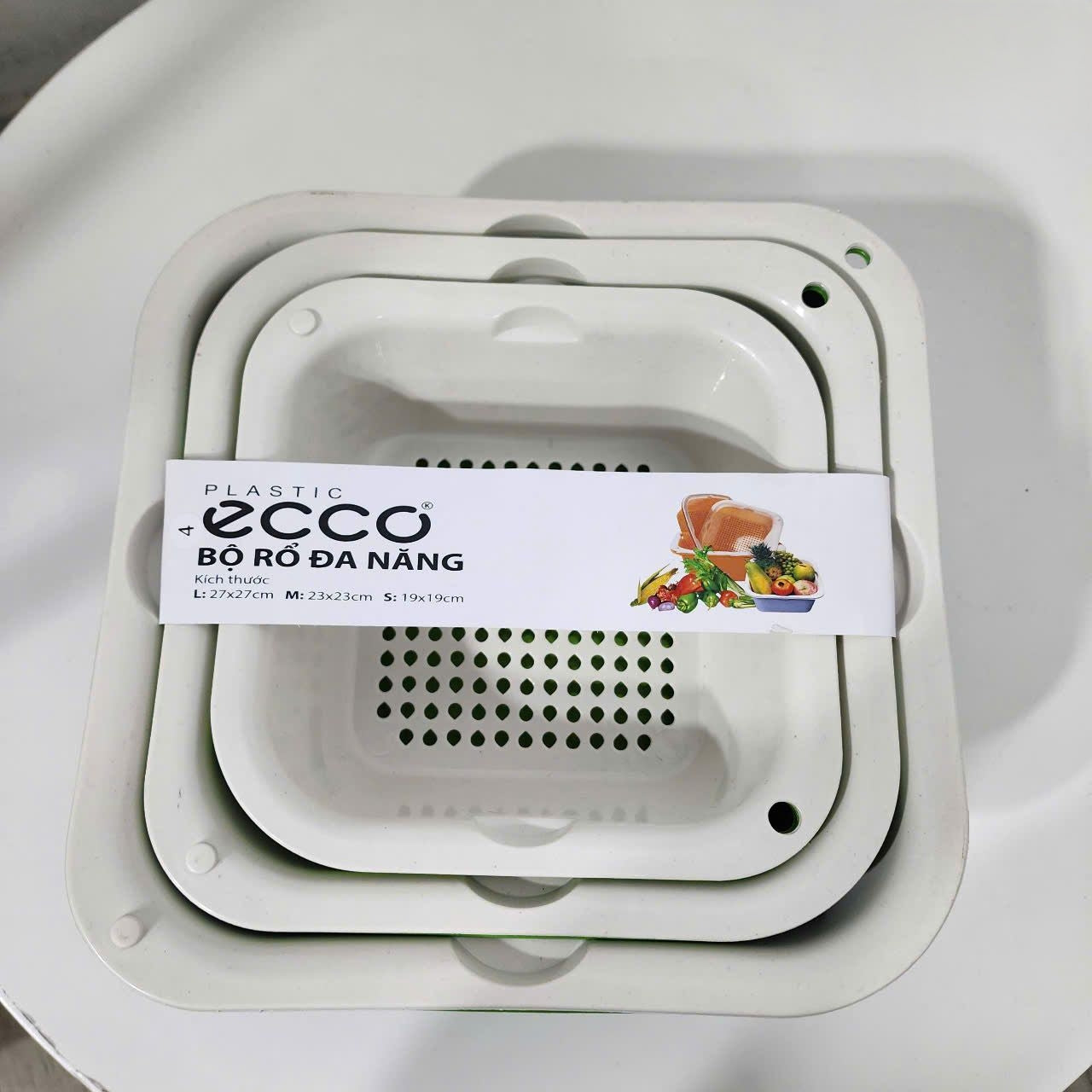 Set 3 rổ và thau nhựa đa năng Ecco